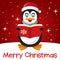 Red Christmas Card Cute Penguin