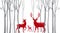 Red christmas deer with birch tree