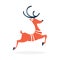 Red christmas deer silhouette. Holiday reindeer illustration
