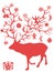 Red Christmas deer tree branch antlers presents