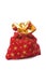 Red christmas sack full of gifts isolated