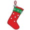 Red christmas stocking for gifts.