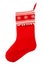 Red christmas stocking for Santas gifts on a white background