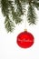 Red Christmas Tree Ball with spruce - rote Weihnachtskugel mit T