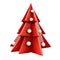 Red Christmas tree with white toys 3d icon in cartoon style. Xmas or New Year\\\'s decorative element low poly