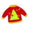 Red Christmas ugly sweater. Isolated clip art, icon