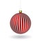 Red Christmass ball hanging on a golden chain