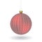 Red Christmass ball hanging on a golden chain