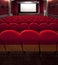 Red cinema empty projection screen