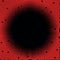 Red circles, dots on black background, halftone. Disco. Minimalism, vector. Background for posters, websites, business