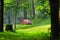 Red classic car on the road