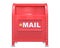 Red classic mailbox 3D render on white background with