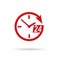 Red clock icon of 24 hour assistance
