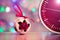 Red clock speedy blurred effect time christmas tree toy new year red pink light