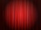 Red closed theater curtain with reflector spotlight circle. Abstract vector background