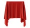 Red cloth on a square pedestal