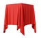 Red cloth on a square pedestal