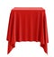 Red cloth on a square pedestal