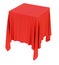 Red cloth on a square pedestal