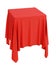 Red cloth on a square pedestal