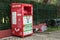 Red clothing and shoes recycle bin, drop off point