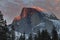 Red clouds over Half Dome at sunset, Yosemite National Park