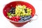 Red Colander with Fruit and Berries