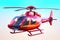 Red Color Helicopter Air Medical Service Air Transport. Generative AI