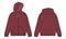 Red color Hoodie fashion flat sketch template.