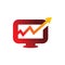 Red color monitor arrow business chart logo design