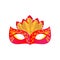 Red color mystery carnival mask with yellow color ornament