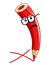 Red color pencil mascot cross error isolated