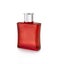 Red color perfume bottle against white background