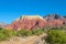 Red color rainbow mountains