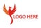 Red Color Simple Phoenix Bird Spread Wing Logo Design