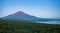 Red color at Top of Mountain Fuji in summer early morning