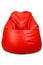 Red colored bean bag isolated