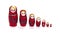 Red colored nesting dolls on a white background. Matryoshka.