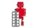 Red colored robot toy miniature with blister