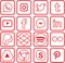 Red colored Social Media Icons For Christmas