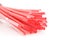 Red Colored straws in closeup