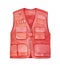 Red colored vest with multi pockets.