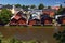 Red-colored wooden buildings on the riverside in Porvoo, Finland