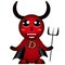 Red colorful devil diablo monster mutant with trident cute doodles.Kawaii image