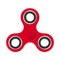 Red colorful fidget spinner with silver bearings on a white background. Modern children`s hand spinning toy