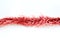 Red colors bunch fur or Christmas tree tinsel garland on white background. Christmas and New year celebration