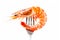 Red cooked tiger king prawn or shrimp isolated on white background with clipping path