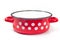 Red cooking pot with dots isolated