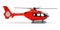 Red copter. Passenger civilian helicopter. Realistic object on white background. Vector illustration