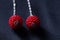 Red coral beads earrings